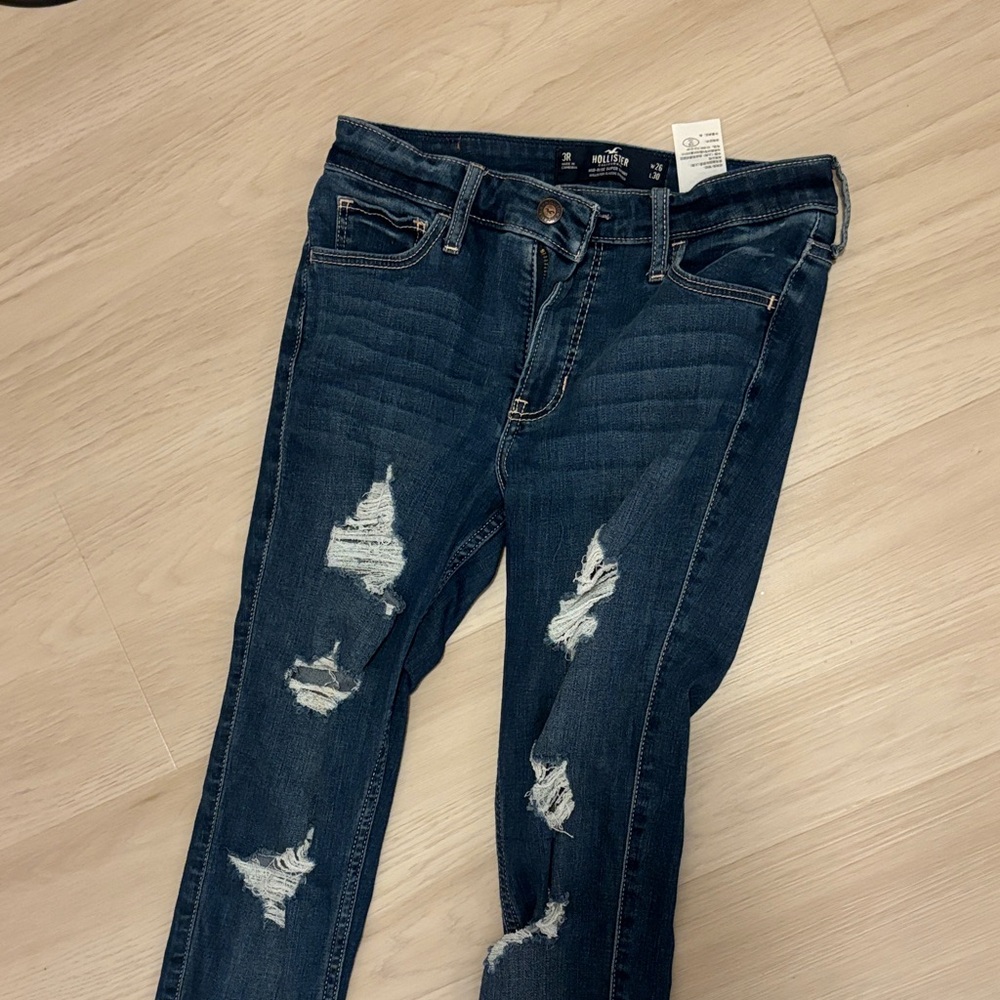 Hollister Dark Blue Distressed Skinny Jeans